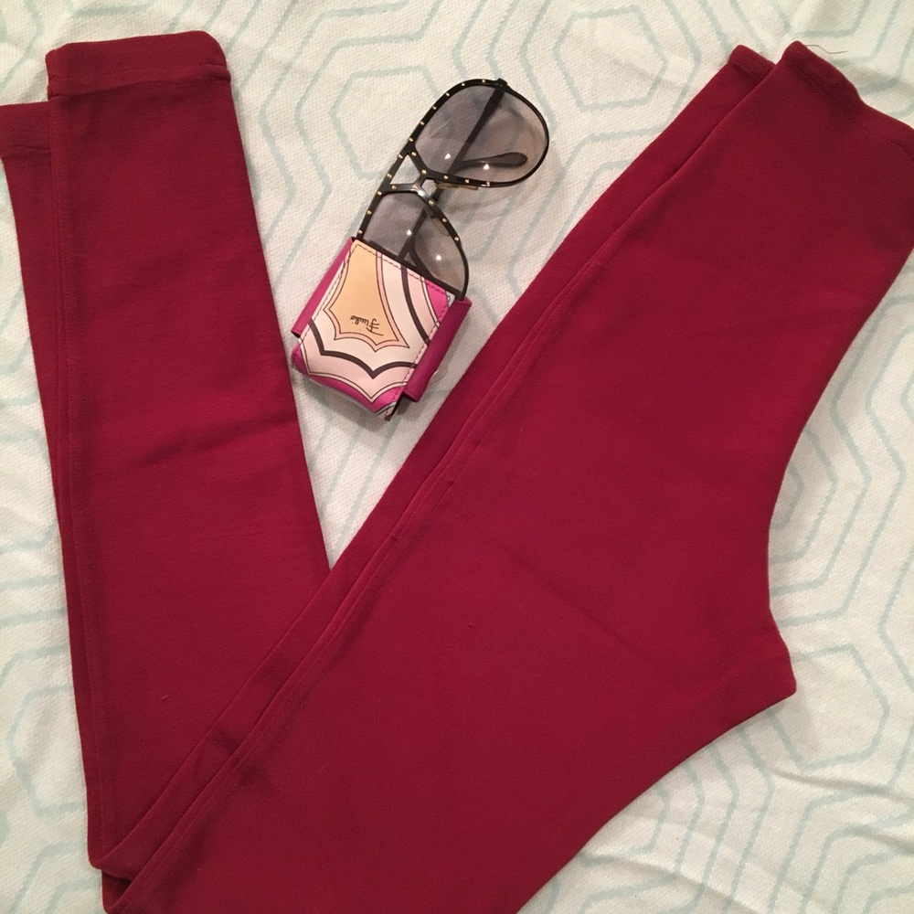 Luciano tempesta ribbed High waisted leggings in red